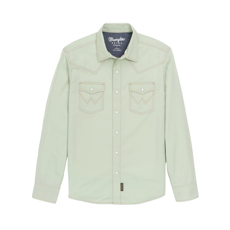 Wrangler Wrangler Retro Snap L/S Shirt - Mint Green