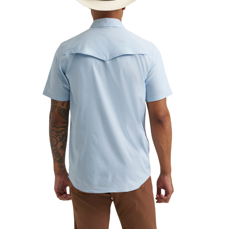Wrangler Wrangler S/S Drover Utility Snap Shirt - Cerulean