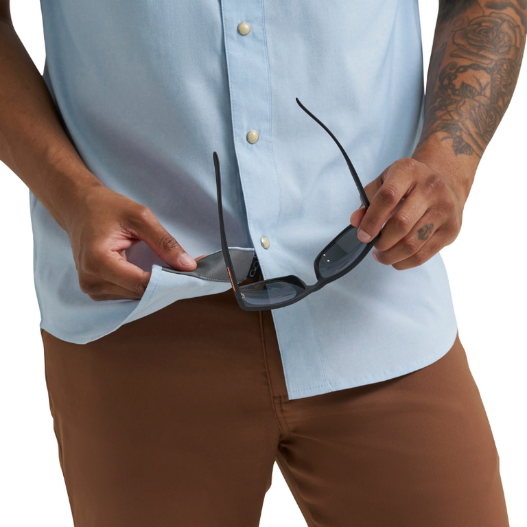 Wrangler Wrangler S/S Drover Utility Snap Shirt - Cerulean