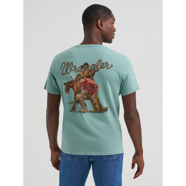 Wrangler Wrangler Cowboy Print Tshirt - Oil Blue