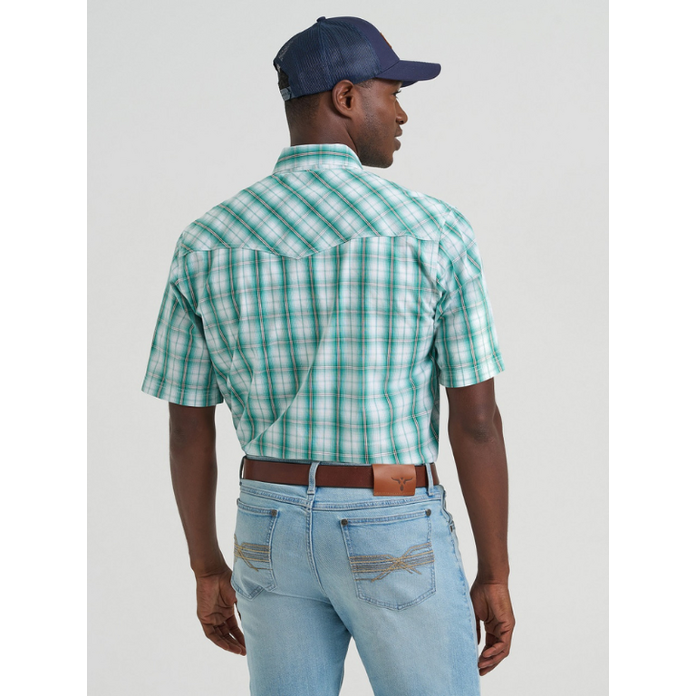 Wrangler Wrangler 20X Competition Snap S/S Shirt - Green Plaid