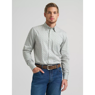 Wrangler Wrangler Cody Johnson One Pocket Button L/S Shirt - Green Tan Cross