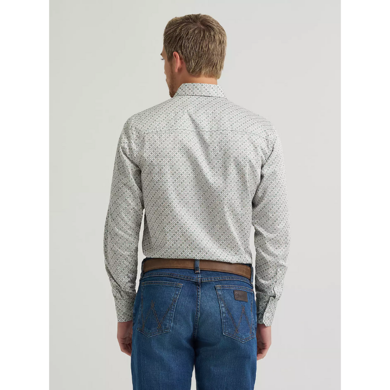 Wrangler Wrangler Cody Johnson One Pocket Button L/S Shirt - Green Tan Cross