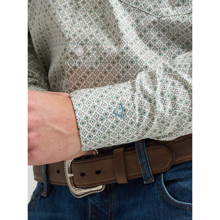 Wrangler Wrangler Cody Johnson One Pocket Button L/S Shirt - Green Tan Cross