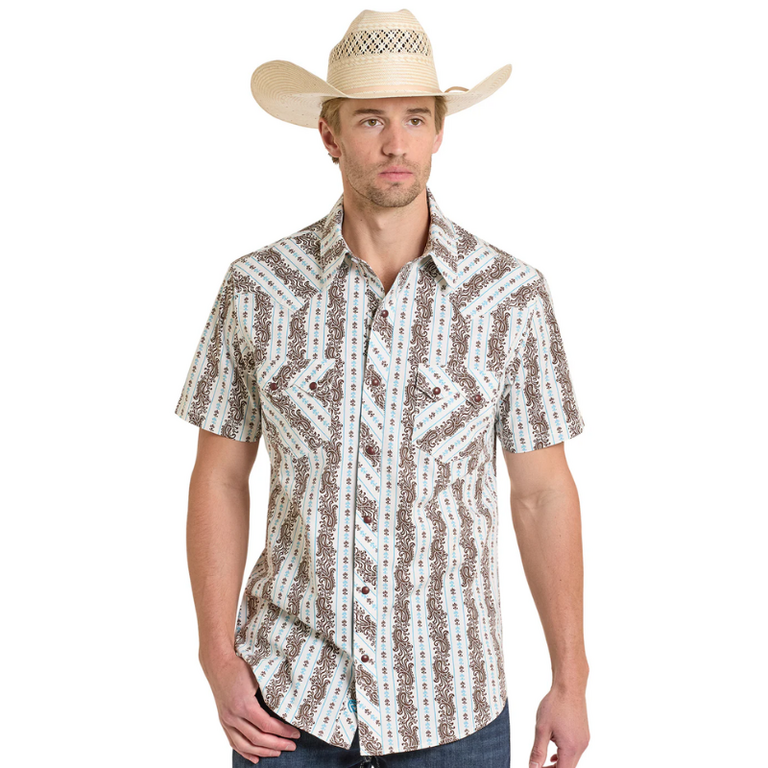 Rock and Roll Rock And Roll Stripe Print Snap S/S Shirt