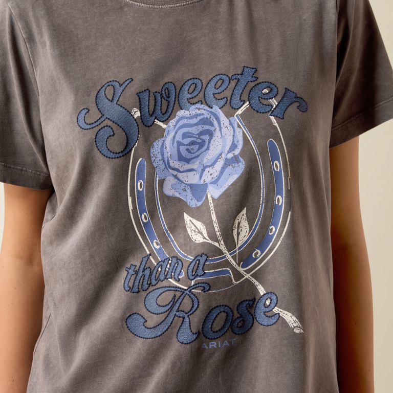 Ariat Ariat Sweet Rose S/S Tshirt - Grey Mineral Wash