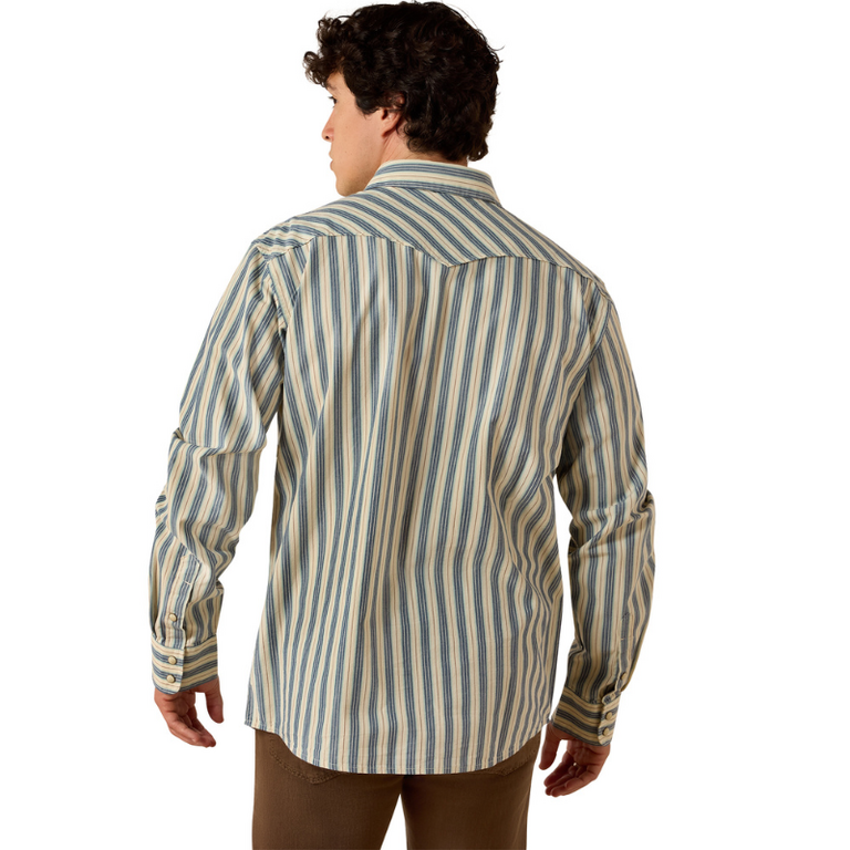 Ariat Ariat Retro Hart Fitted L/S Snap Shirt - White Swan Stripe