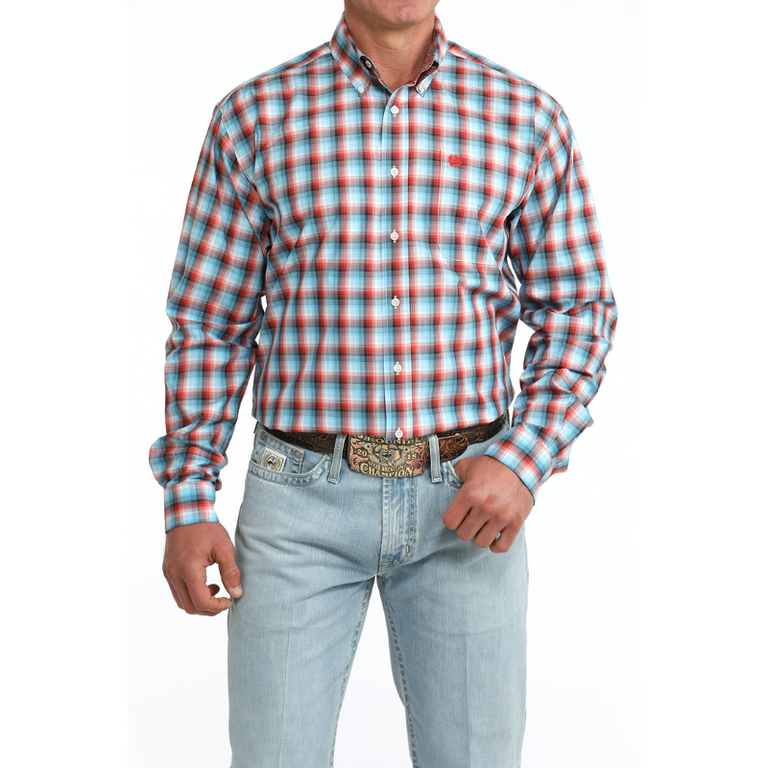 Cinch Cinch L/S Button Shirt - Red/White/Blue Plaid