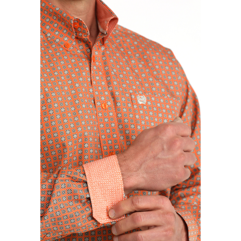 Cinch Cinch L/S Button Shirt - Orange Print