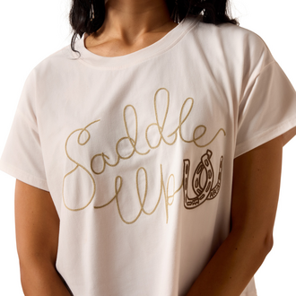 Ariat Ariat Saddle Up Boxy Crop Tshirt - Sea Salt