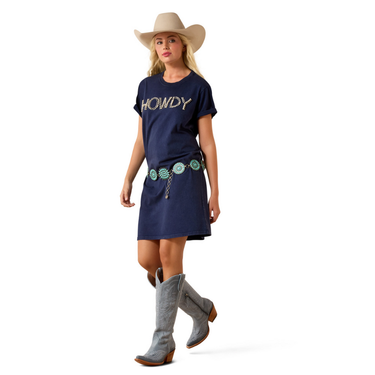 Ariat Ariat Howdy Pearl Detail Tshirt Dress - Navy Eclipse