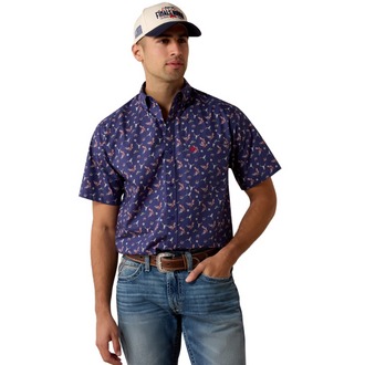 Ariat Ariat Berne Fitted S/S Shirt - Patriot Blue Americana Print