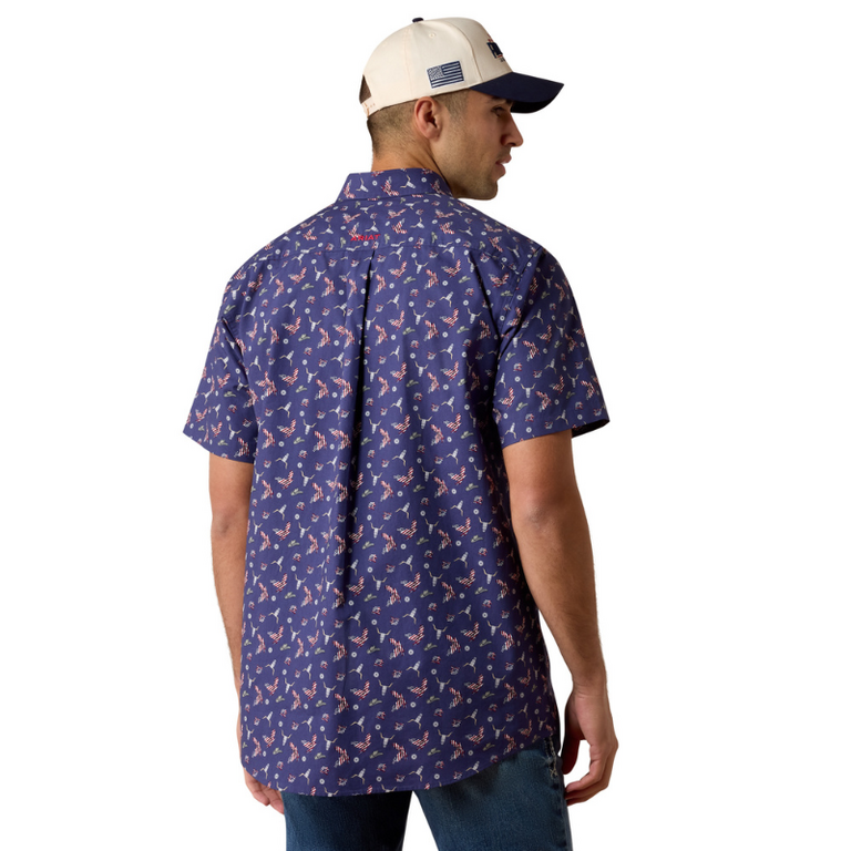 Ariat Ariat Berne Fitted S/S Shirt - Patriot Blue Americana Print