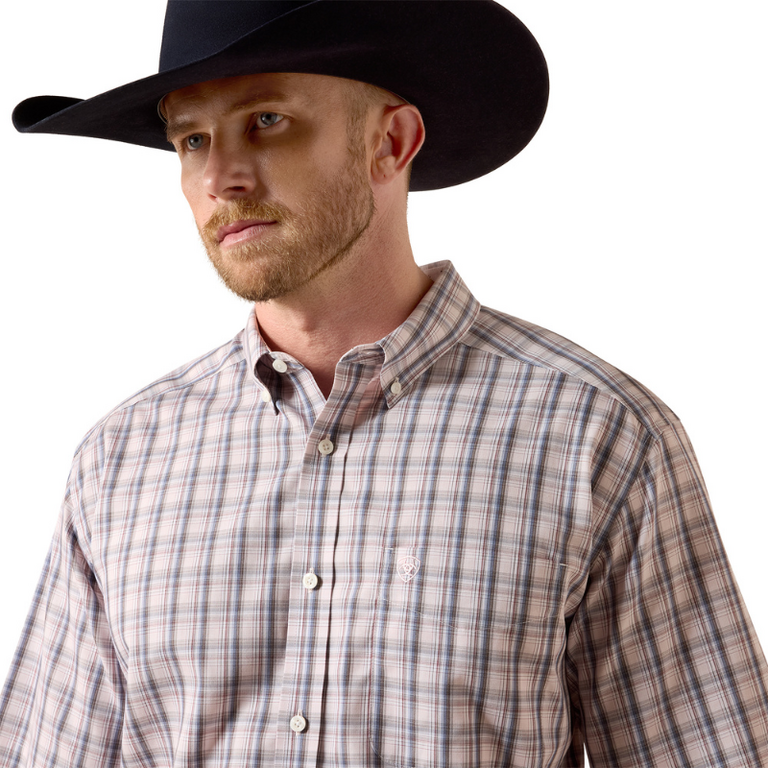Ariat Ariat Wrinkle Free Wolcott S/S Shirt - White Multi Barely Pink