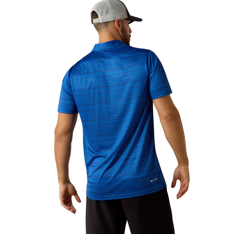 Ariat Ariat All Over Print Fitted S/S Polo - Blue Quartz Tribal Stripe