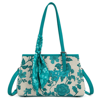 Wrangler Wrangler Floral Printed Braided Scarf Crossbody - Turquoise