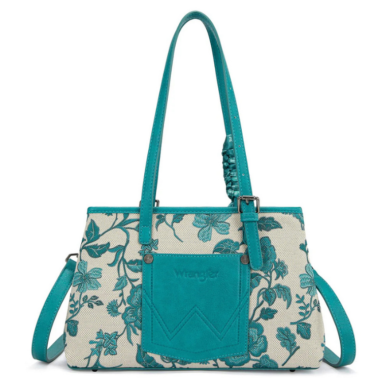 Wrangler Wrangler Floral Printed Braided Scarf Crossbody - Turquoise