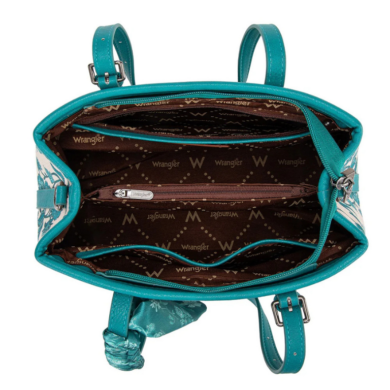 Wrangler Wrangler Floral Printed Braided Scarf Crossbody - Turquoise