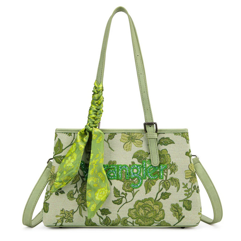 Wrangler Wrangler Floral Printed Braided Scarf Crossbody - Green