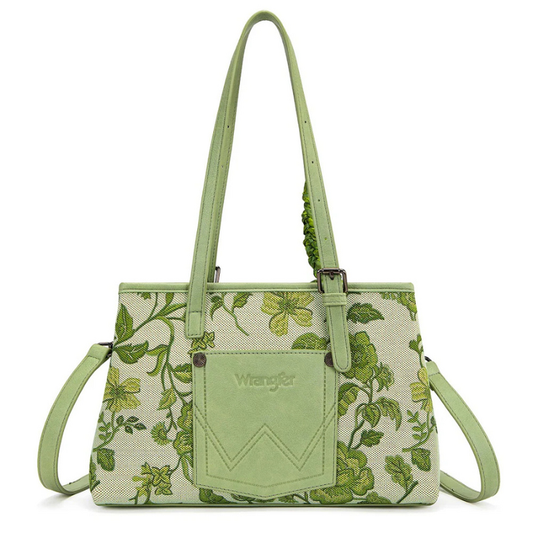 Wrangler Wrangler Floral Printed Braided Scarf Crossbody - Green