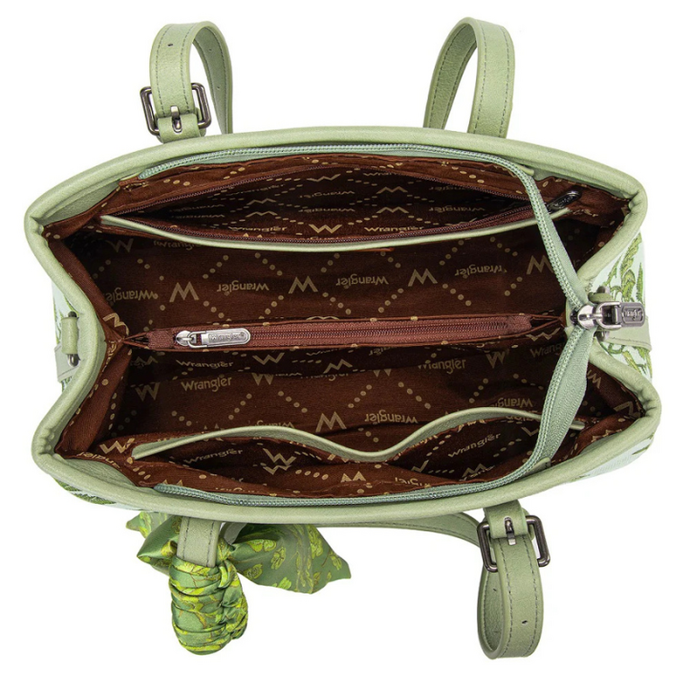 Wrangler Wrangler Floral Printed Braided Scarf Crossbody - Green