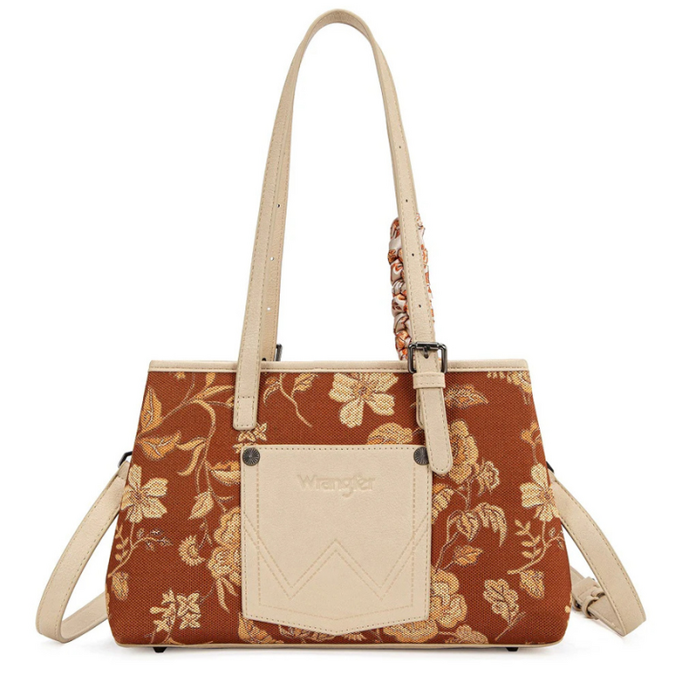 Wrangler Wrangler Floral Printed Braided Scarf Crossbody - Brown