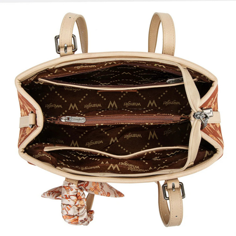 Wrangler Wrangler Floral Printed Braided Scarf Crossbody - Brown