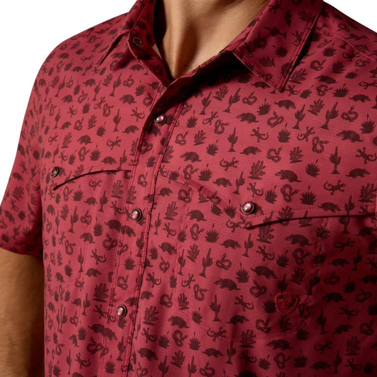 Ariat Ariat Ventek Western Yoke SS Snap Shirt - Rhubarb Desert Creatures