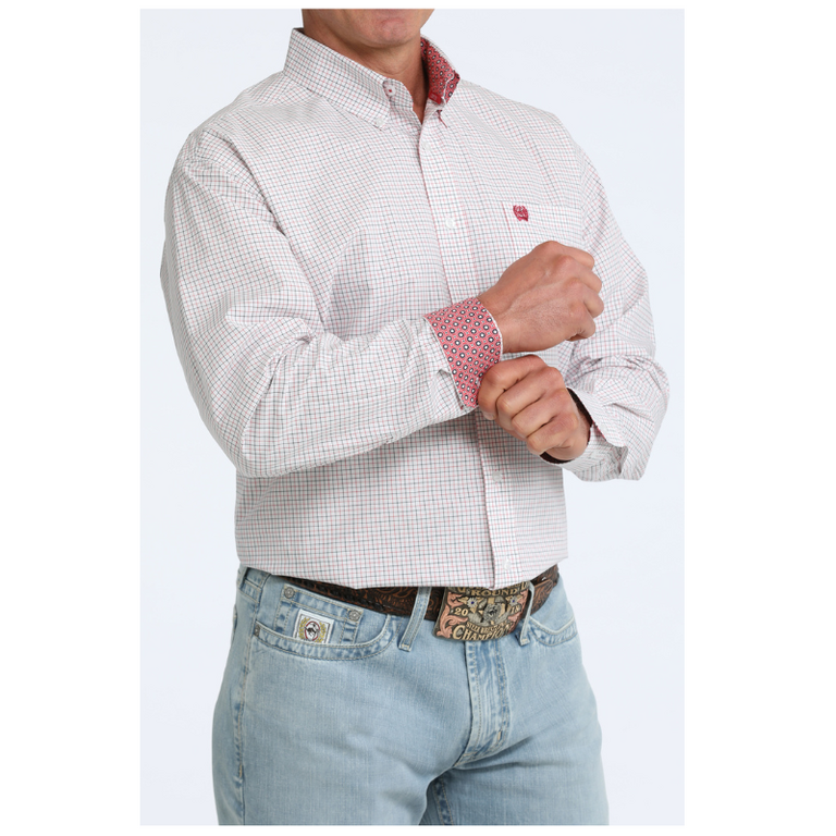Cinch Cinch LS Shirt - White/Pink/Green Plaid