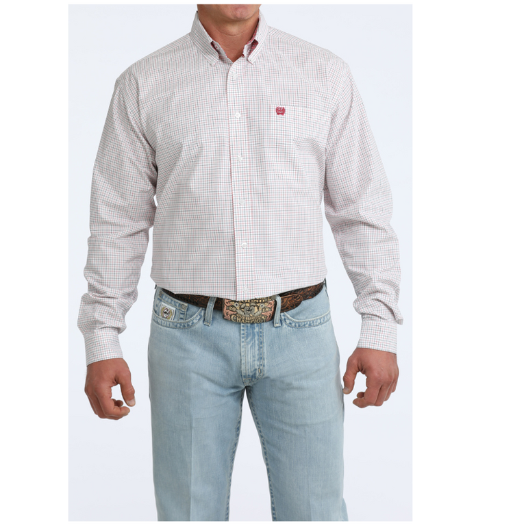 Cinch Cinch LS Shirt - White/Pink/Green Plaid