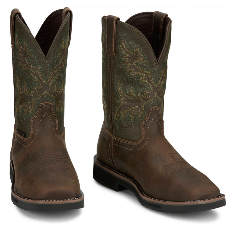 Justin Justin Men's Keavan 11" Boots - WP,  Steel Toe,  Met guard - Brown Water Buffalo