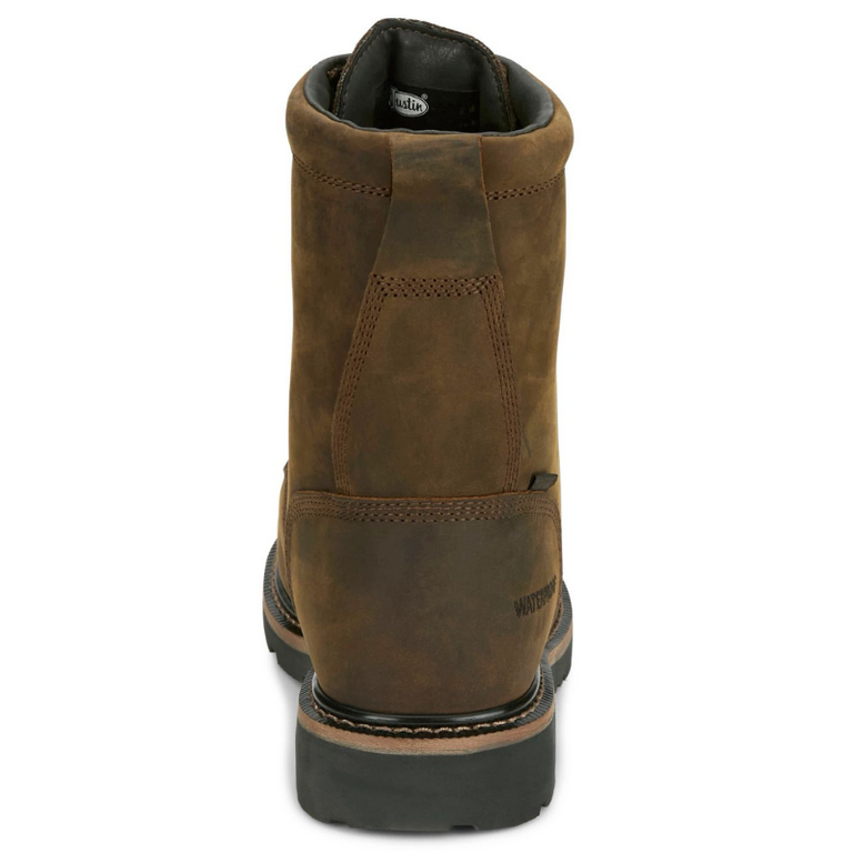 Justin Justin Men's Pulley 8"  Boot - WP,  Nano Toe,  MetGuard - Whiskey Brown