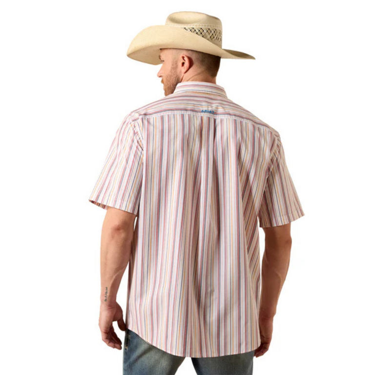 Ariat Ariat Pro Neil SS Shirt- Classic Fit  - White w/Grey/Pink/Yellow  Stripped