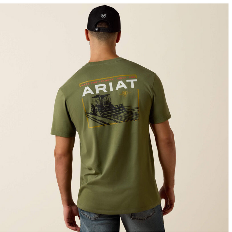 Ariat Ariat Made for Farmers SS Shirt - Green w/White/Gold/Black/Red Pattern