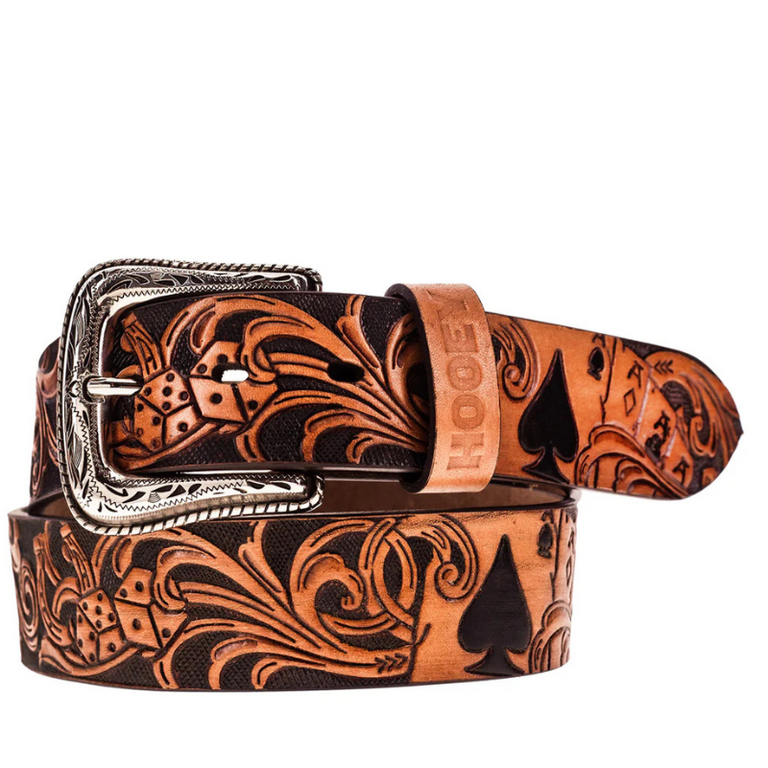 Hooey Hooey Gambler Vegas Belt - Brown Leather w/Black Hand-Painted Accents