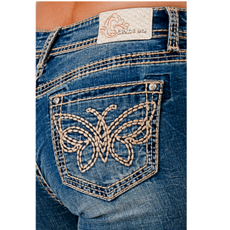 Grace in LA Grace In LA Butterfly Stitch Boot Cut Jeans