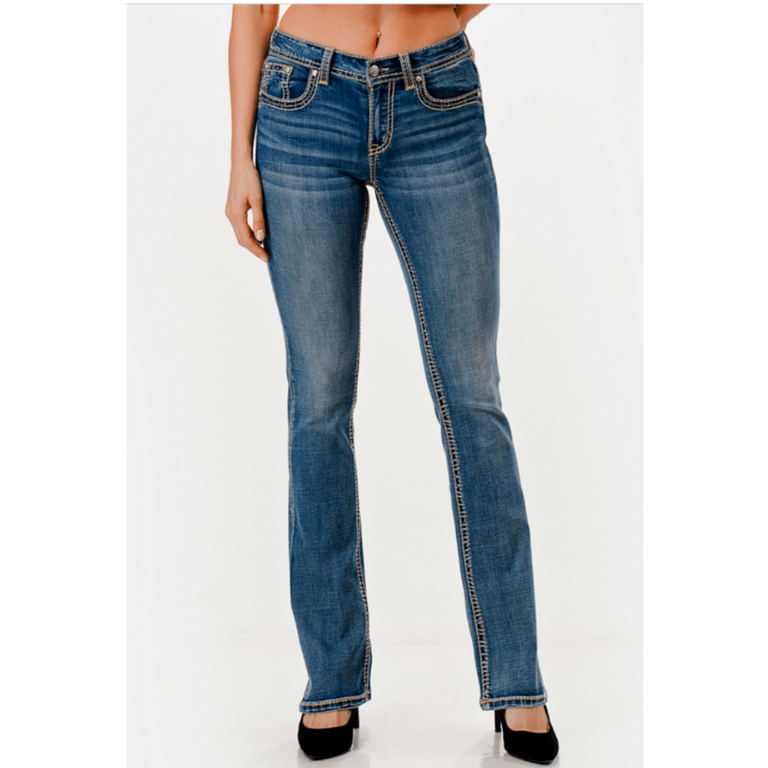 Grace in LA Grace In LA Butterfly Stitch Boot Cut Jeans