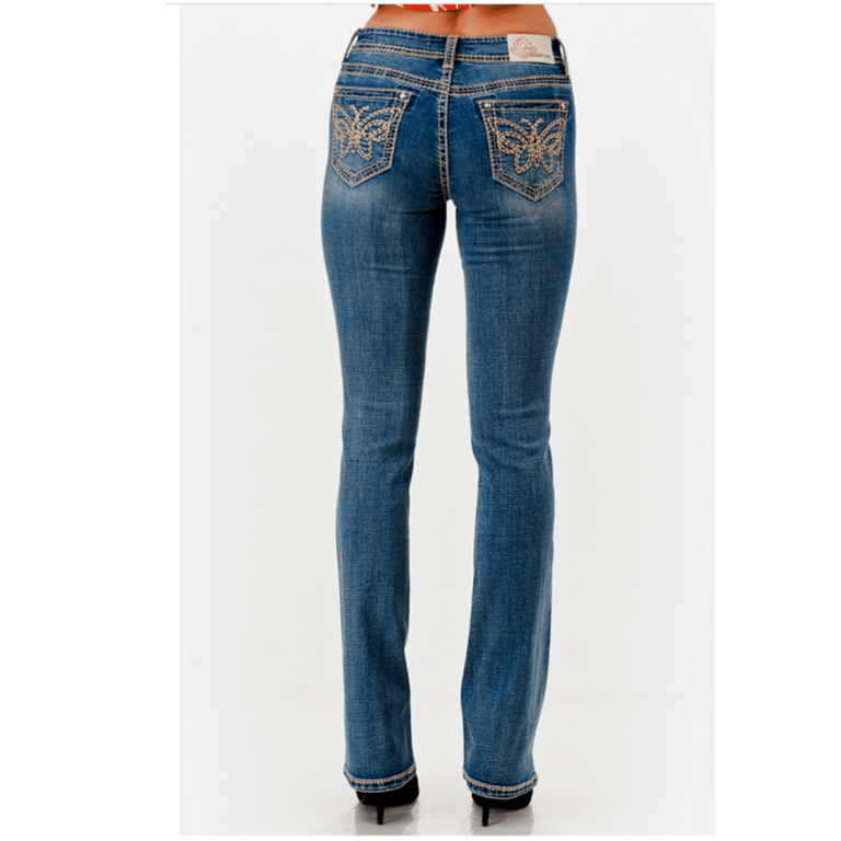 Grace in LA Grace In LA Butterfly Stitch Boot Cut Jeans