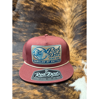 Red Dirt Hat Co Red Dirt Where's The Beef Cadillac of Cattle Cap - Burgundy/Burgundy w/Tan Rope