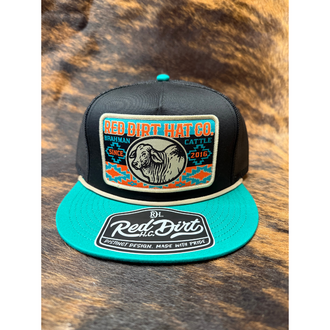 Red Dirt Hat Co Red Dirt Daisy Bull with Aztec Turquise/Orange Pattern Cap -Turquoise Bill w/Tan Rope