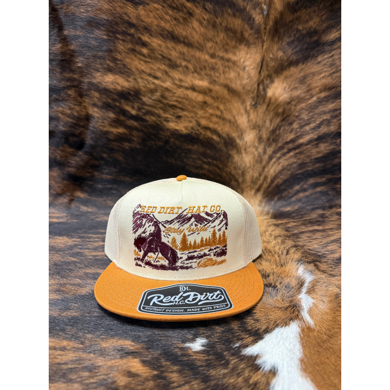 Red Dirt Hat Co Red Dirt Stay Wild Horse and Rider Cap - Mustard/Cream