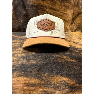 Red Dirt Hat Co Red Dirt Out West Western Print Cap - Tan Bill w/Maroon Rope