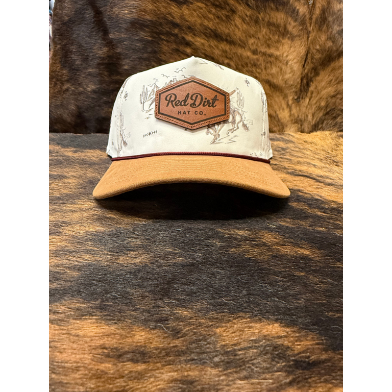 Red Dirt Hat Co Red Dirt Out West Western Print Cap - Tan Bill w/Maroon Rope