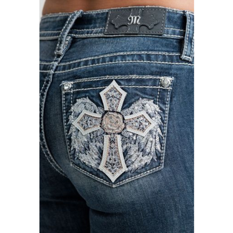 Miss Me Miss Me Mid-Rise Boot Cut Jeans - Angel Wing/Cross Pocket
