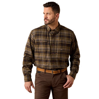 Ariat Ariat Rebar Flannel Durastretch LS Work Shirt - Earth Brown/Green