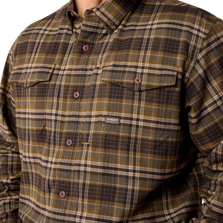 Ariat Ariat Rebar Flannel Durastretch LS Work Shirt - Earth Brown/Green