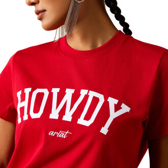 Ariat Ariat Collegiate Howdy SS Shirt - Crimson/White