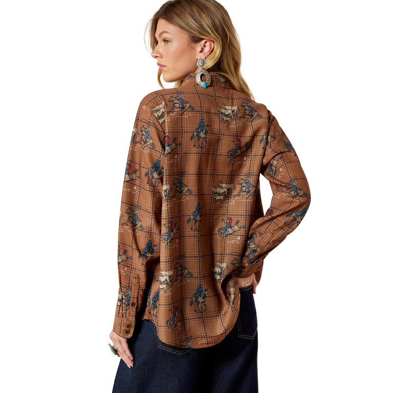 Ariat Ariat Homestyle Glen Plaid Rodeo LS Shirt - Black/Brown