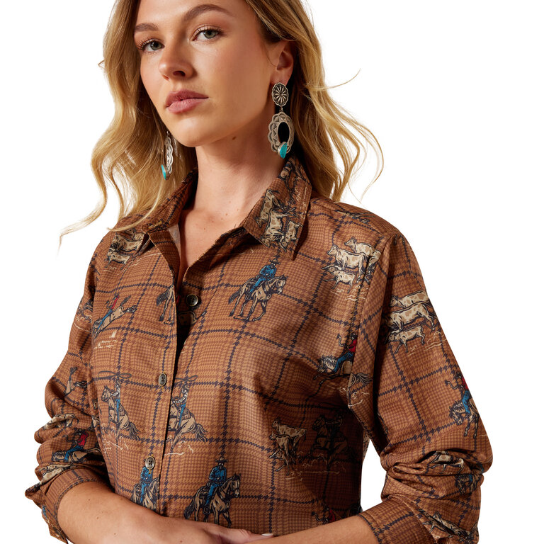 Ariat Ariat Homestyle Glen Plaid Rodeo LS Shirt - Black/Brown