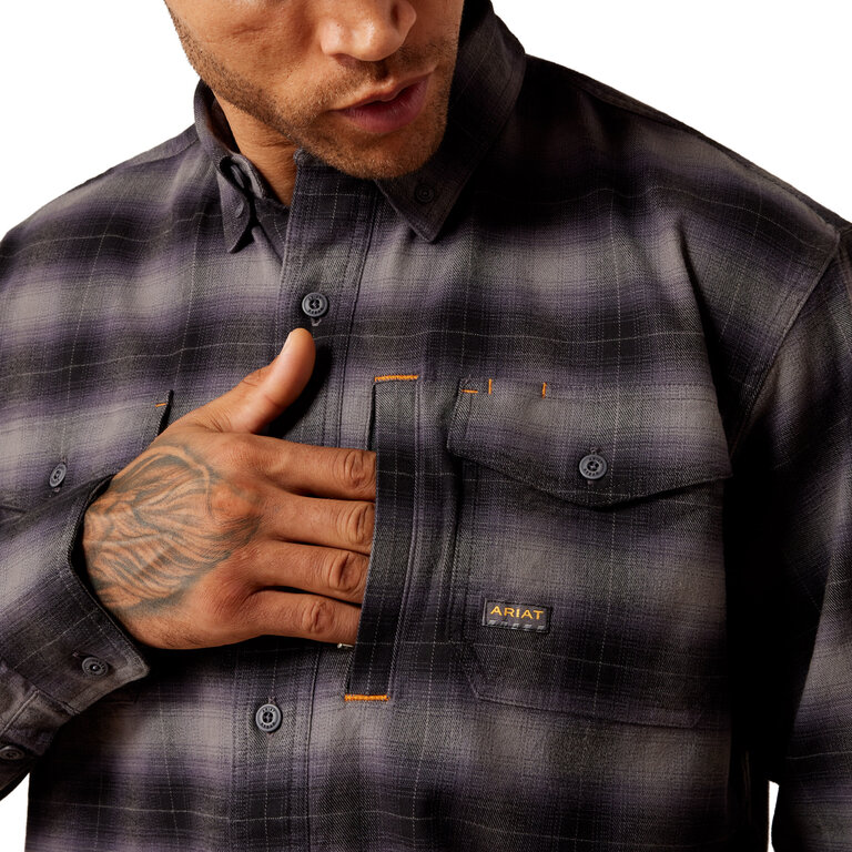 Ariat Ariat Rebar Flannel Durastretch LS Work Shirt - Black/Grey